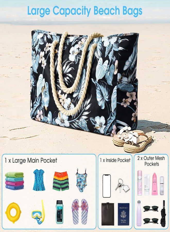 Becokan Beach Bag Large Beach Tote Bag for Women Waterproof Sandproof Swim Pool Bag With Zipper - Image 5